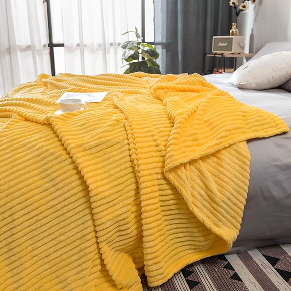 SOGA Yellow Throw Blanket – Soft Cozy Warm Blanket for Bed, Sofa & Couch - Picture 5 of 13